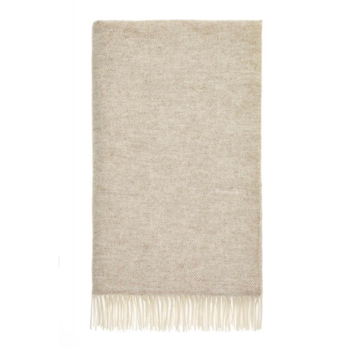 Natural stone herringbone wool throw 100% British lambswool