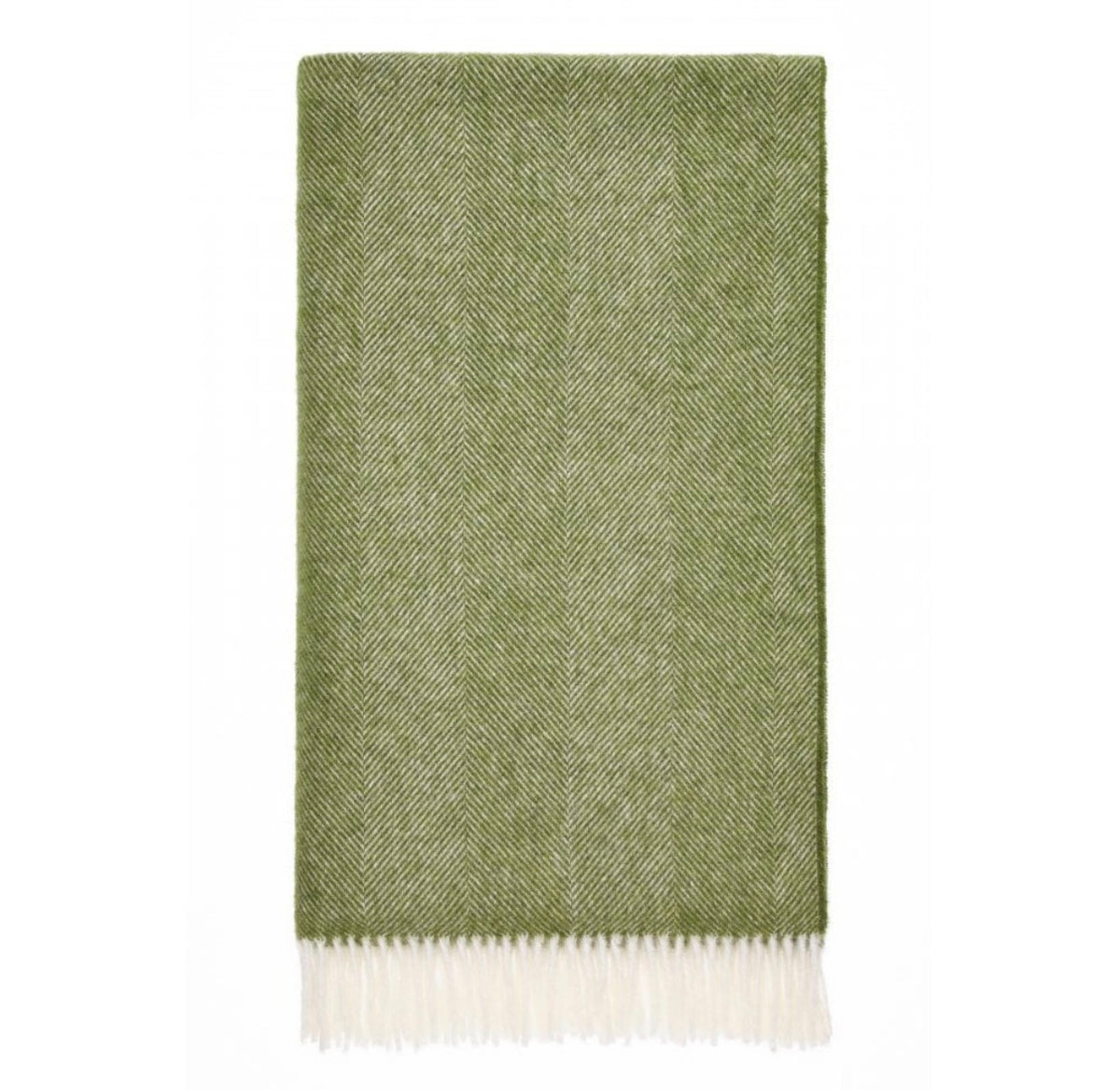 Fern green herringbone wool throw 100% pure wool
