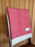 Fireside Red herringbone wool throw 100% pure wool