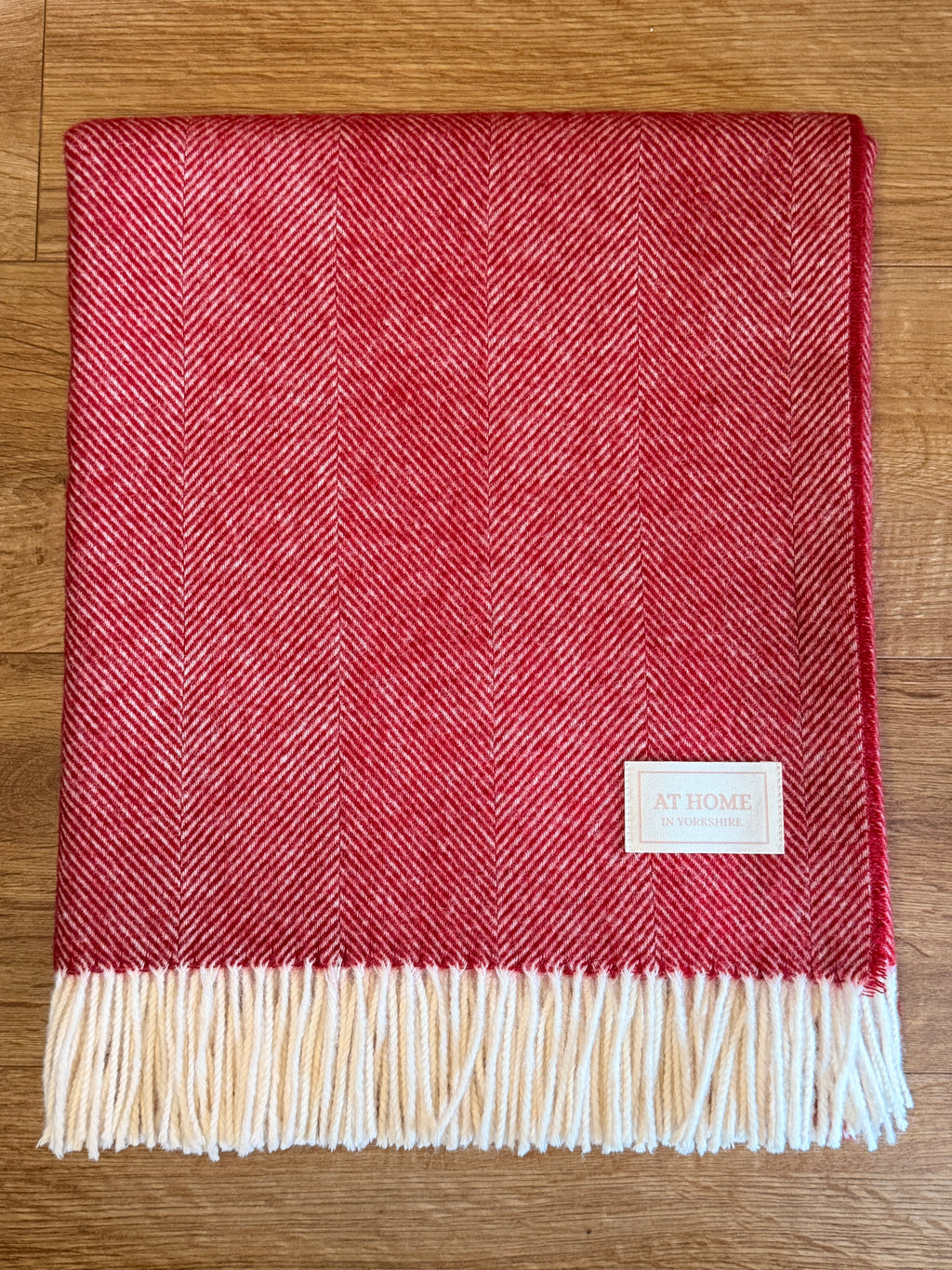 Fireside Red herringbone wool throw 100% pure wool