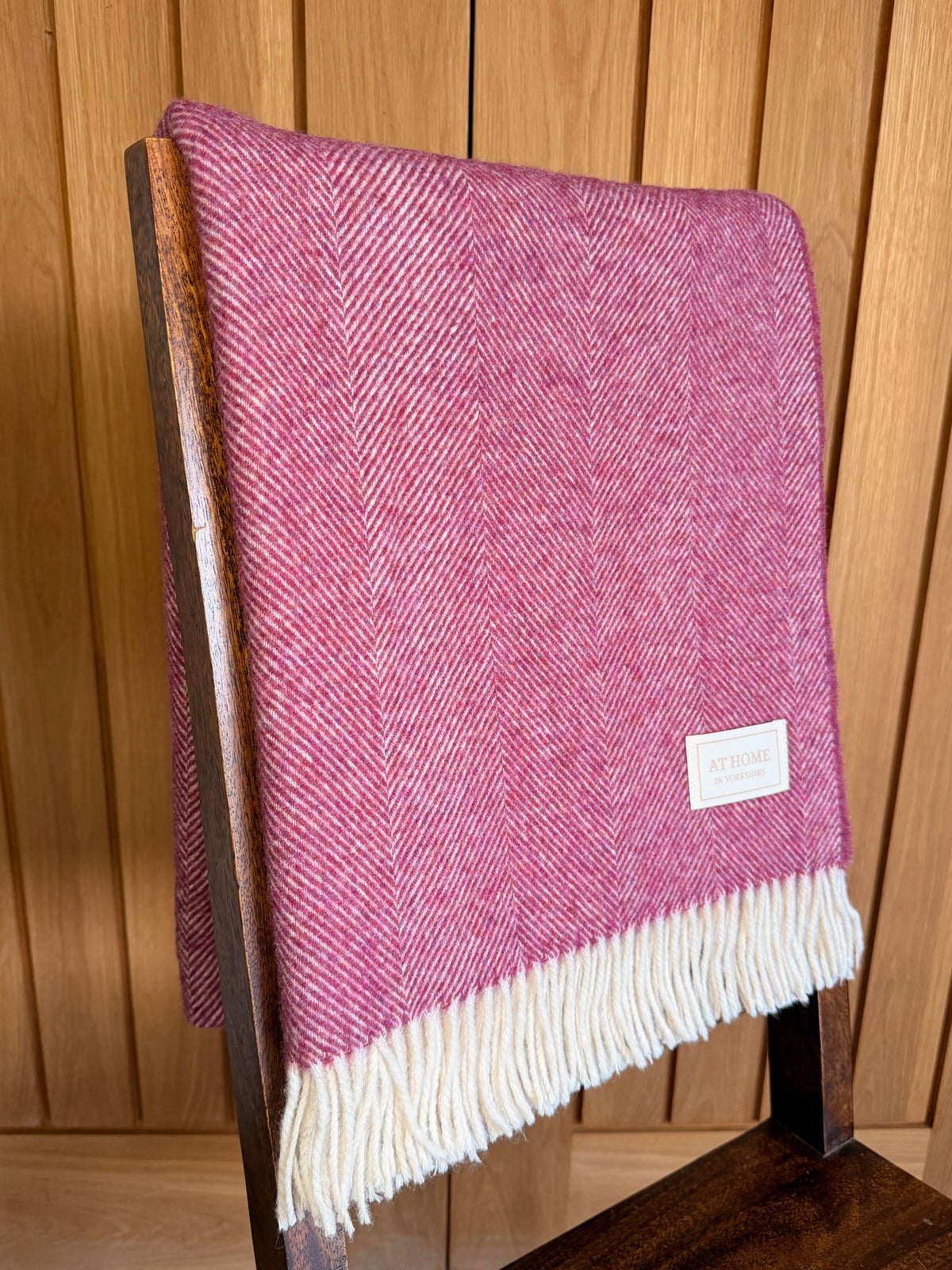 Fireside Red herringbone wool throw 100% pure wool