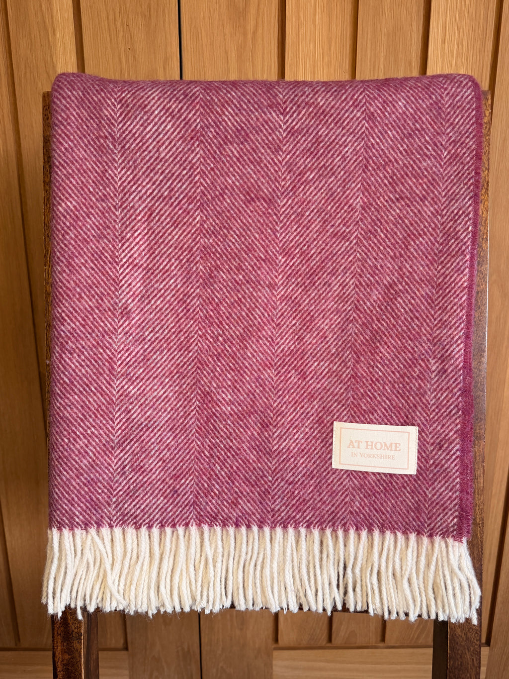 Hedgerow Berry herringbone wool throw 100% pure wool