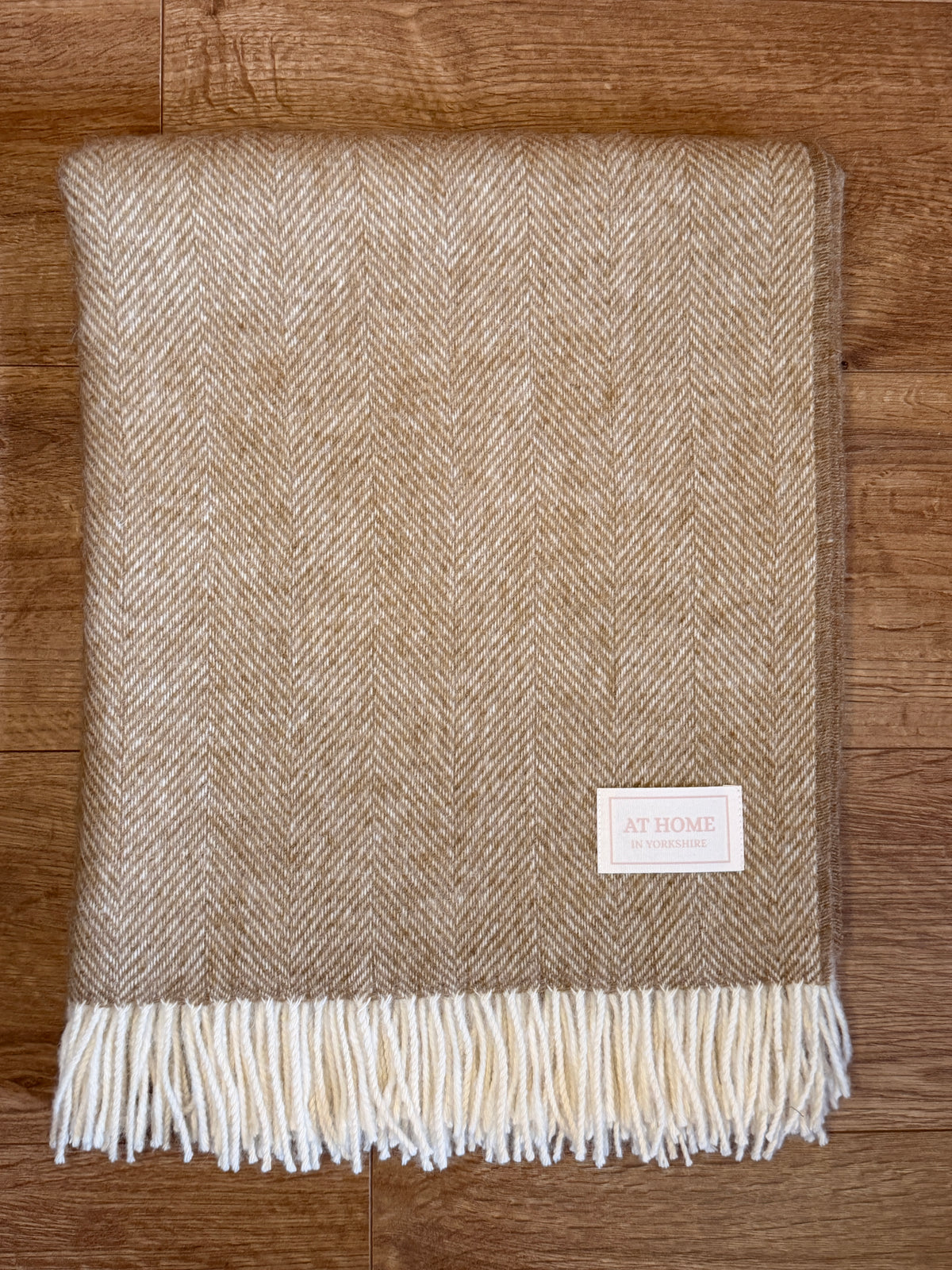 Highland Fawn herringbone wool throw 100% British lambswool