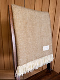 Highland Fawn herringbone wool throw 100% British lambswool