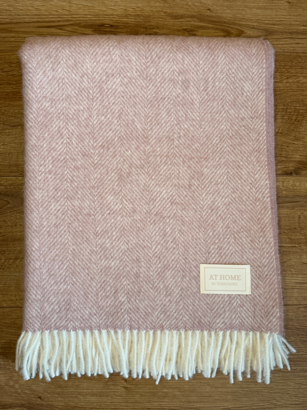 Dusty Rose herringbone wool throw 100% British lambswool