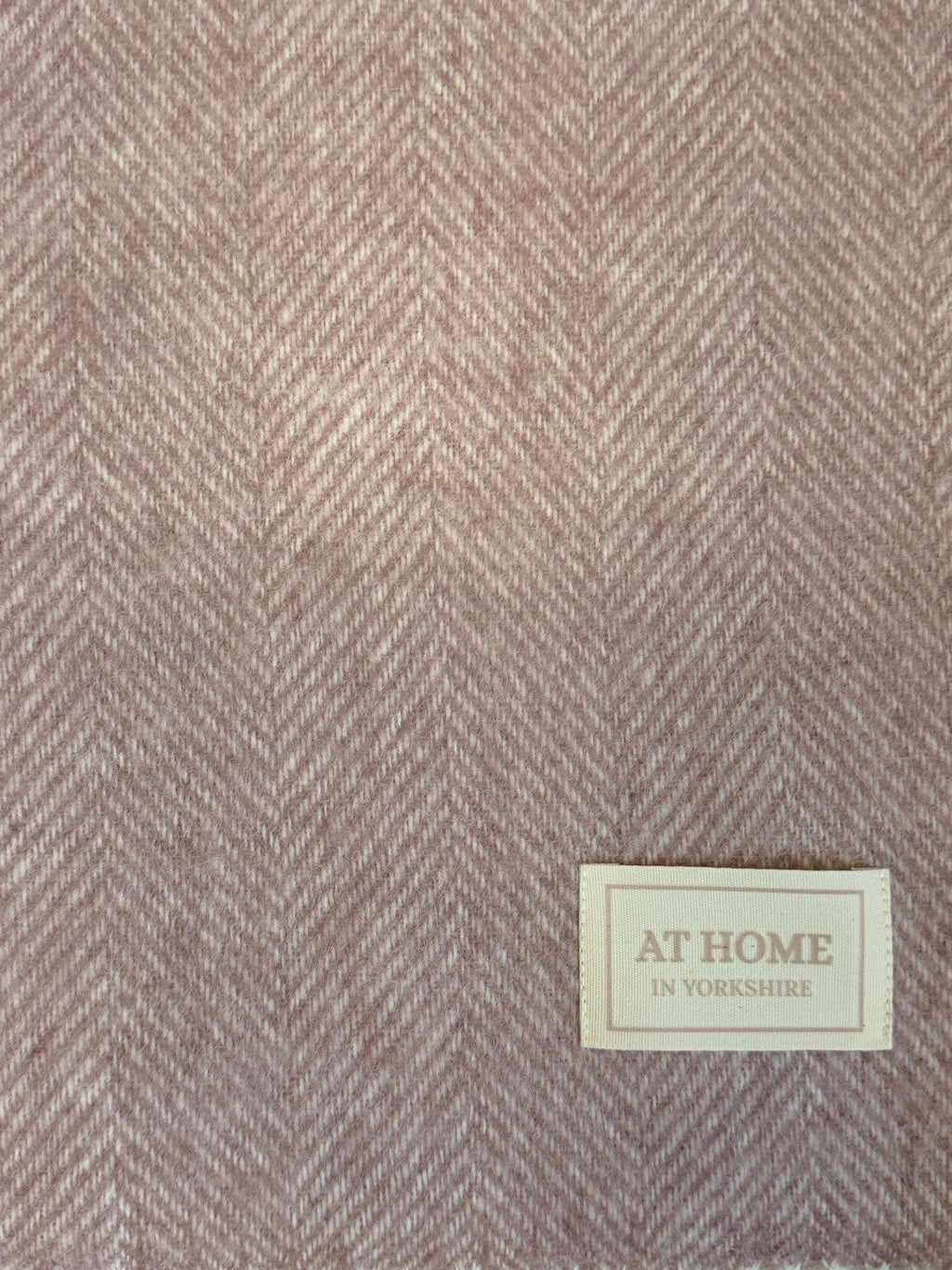 Dusty Rose herringbone wool throw 100% British lambswool