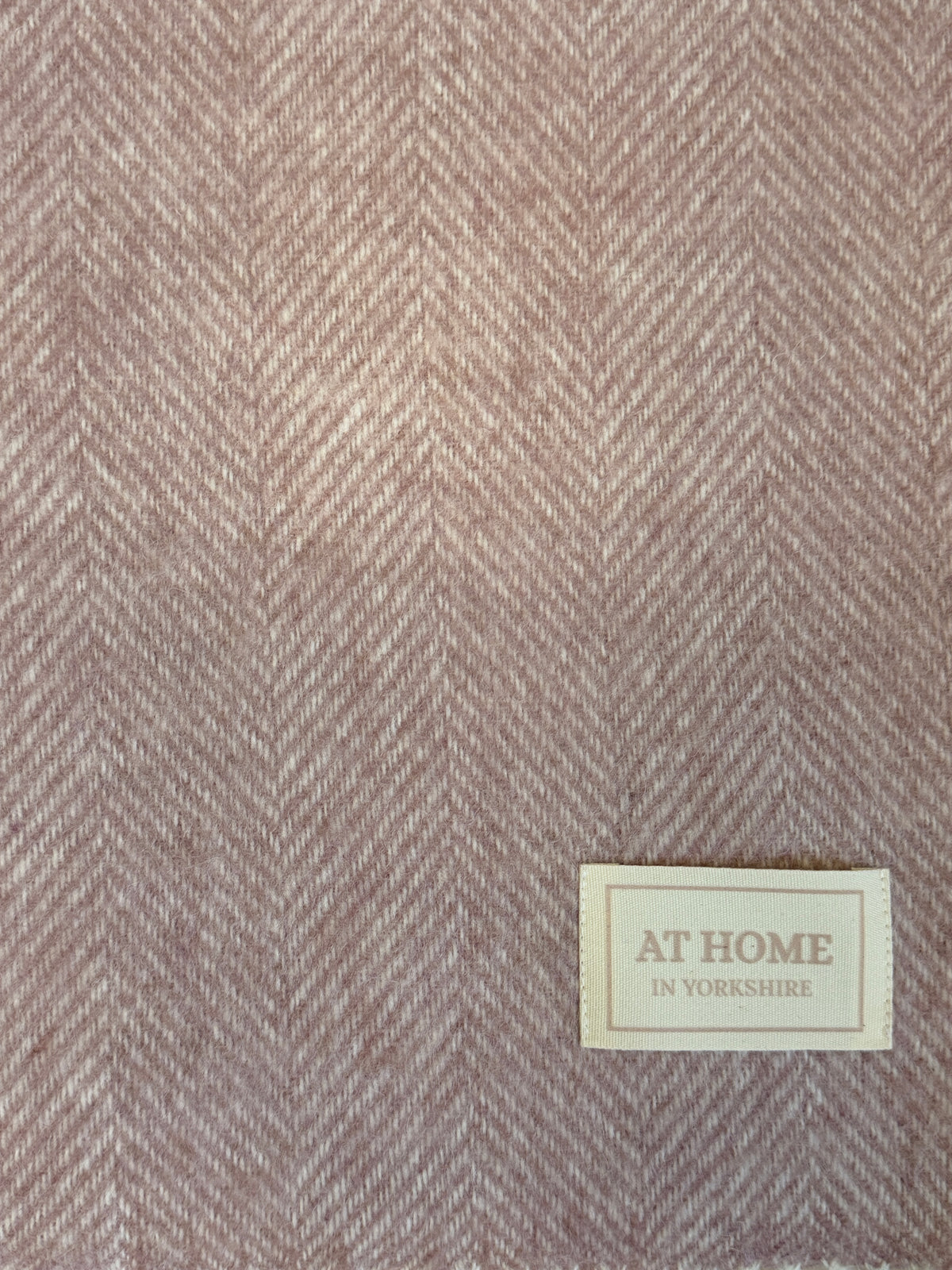 Dusty Rose herringbone wool throw 100% British lambswool