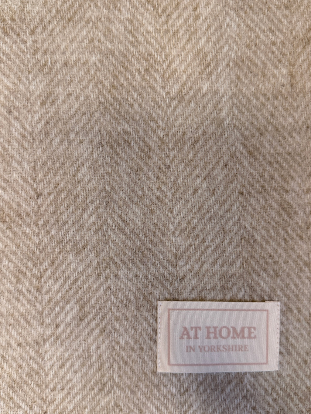Natural stone herringbone wool throw 100% British lambswool