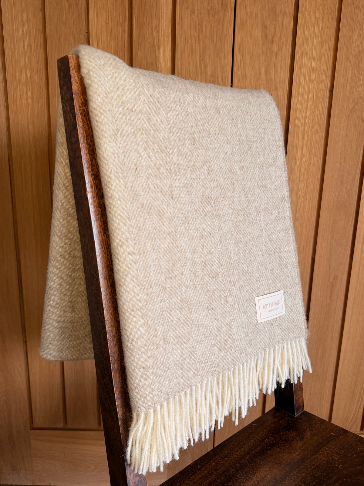 Fern green herringbone wool throw 100% pure wool