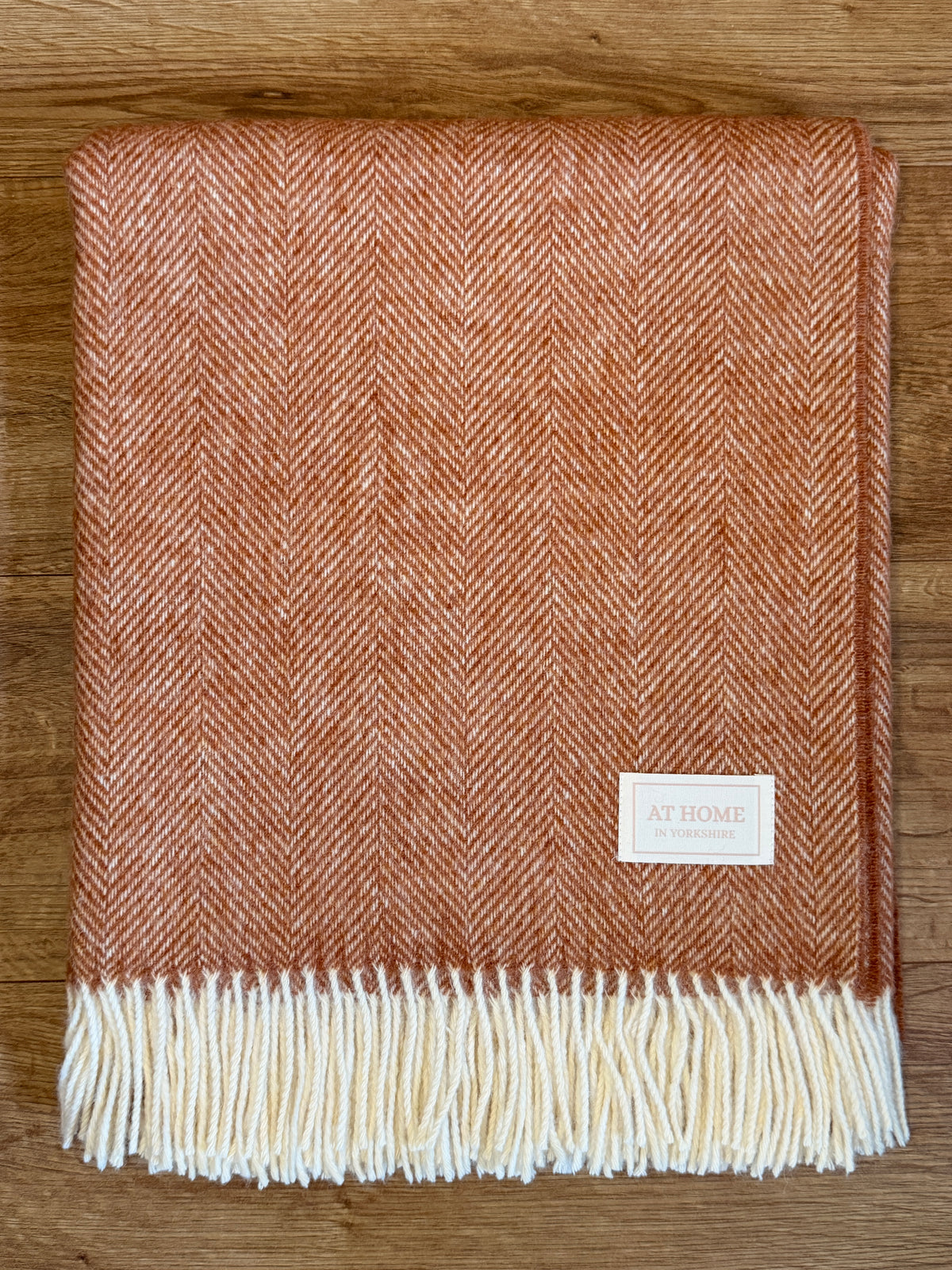 Autumn Fox herringbone wool throw 100% British lambswool