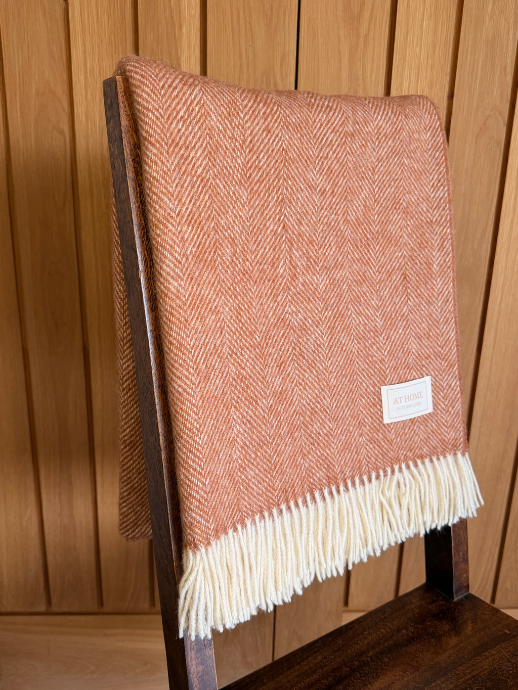 Autumn Fox herringbone wool throw 100% British lambswool