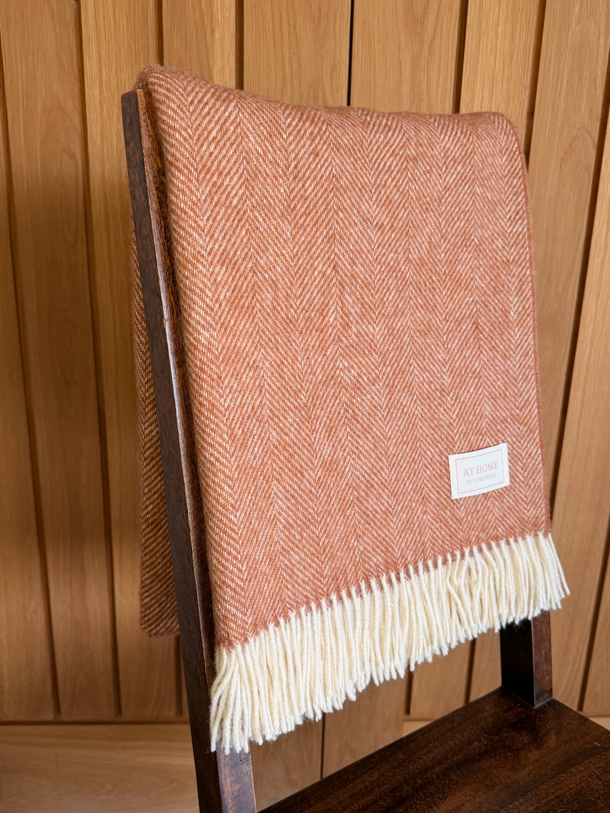 Autumn Fox herringbone wool throw 100% British lambswool