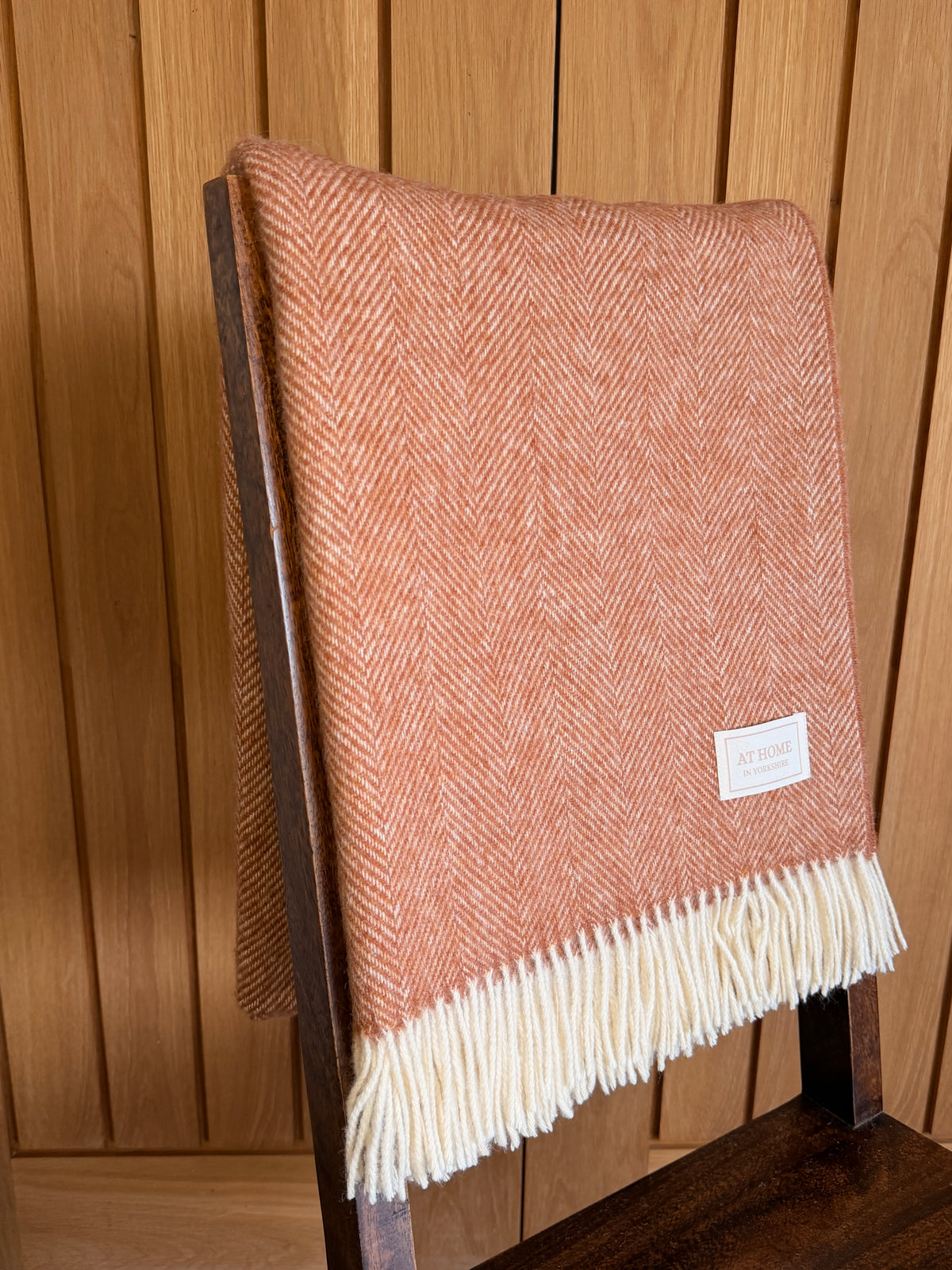 Fireside Red herringbone wool throw 100% pure wool