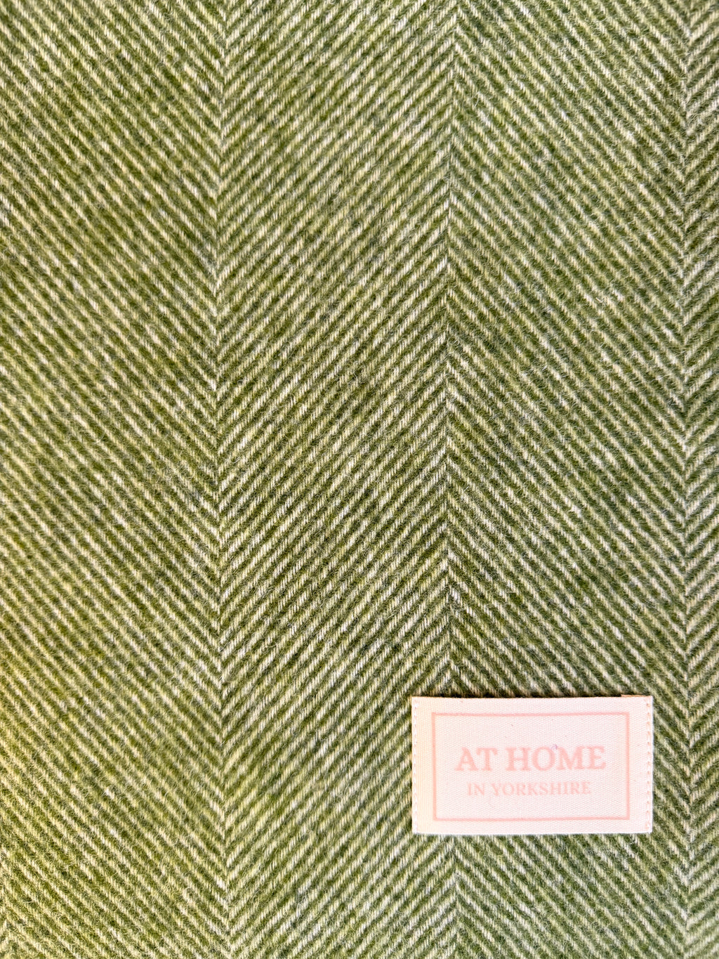 Fern green herringbone wool throw 100% pure wool